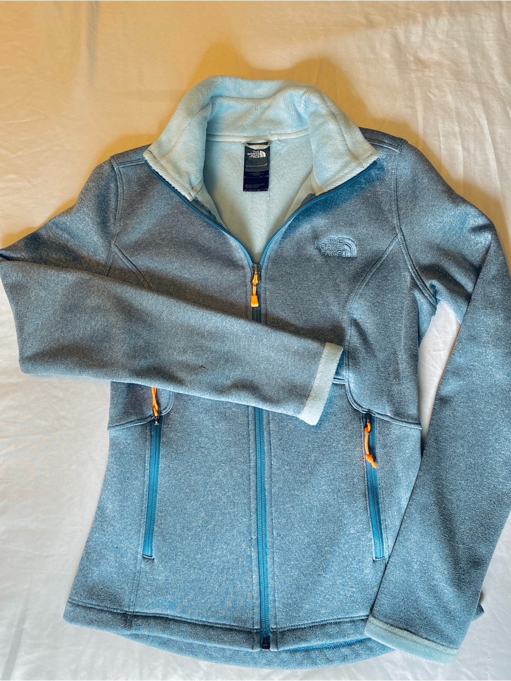 The North Face Women's Heathered Slate Blue Full-Zip Teddy Fleece Jacket XS